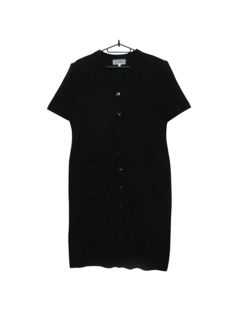 Saint Laurent Yves Cardigan Long V-neck Short Sleeve Cotton Knit Cover Black LL